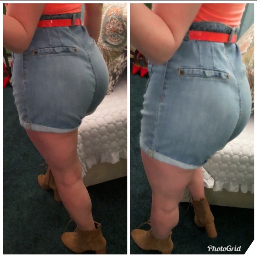 H&M- ultra high waist jean shorts